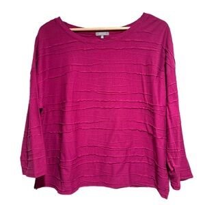 NWT Habitat Fuchsia Textured Layered Long-Sleeve Top